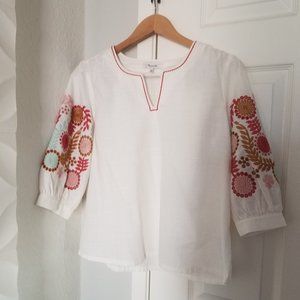 NWT Madewell embroidered 3/4 sleeve blouse, XS